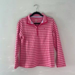 JOULES Clothing Two Toned Pink Striped 1/4 Zip Up